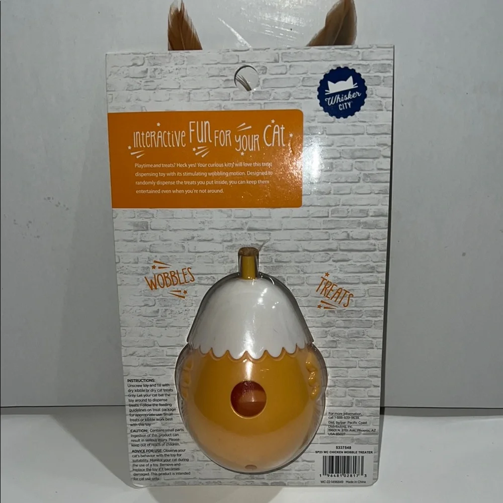Chicken Treat Dispensing Cat Toy with Feathers